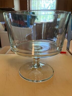 Crate&Barrel Clear Glass Pedestal Bowl